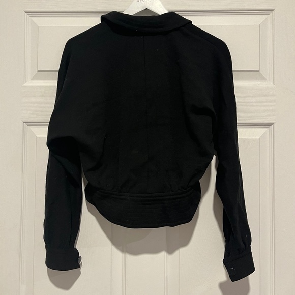 Albert Nipon Vintage Black Wool Waist Short Buttoned Jacket - Picture 5 of 6